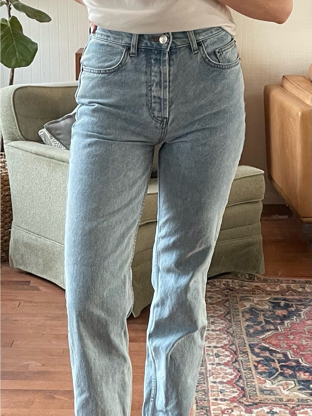 ASOS Light Blue Straight-Leg Jeans 100% Cotton - Picture 3 of 8